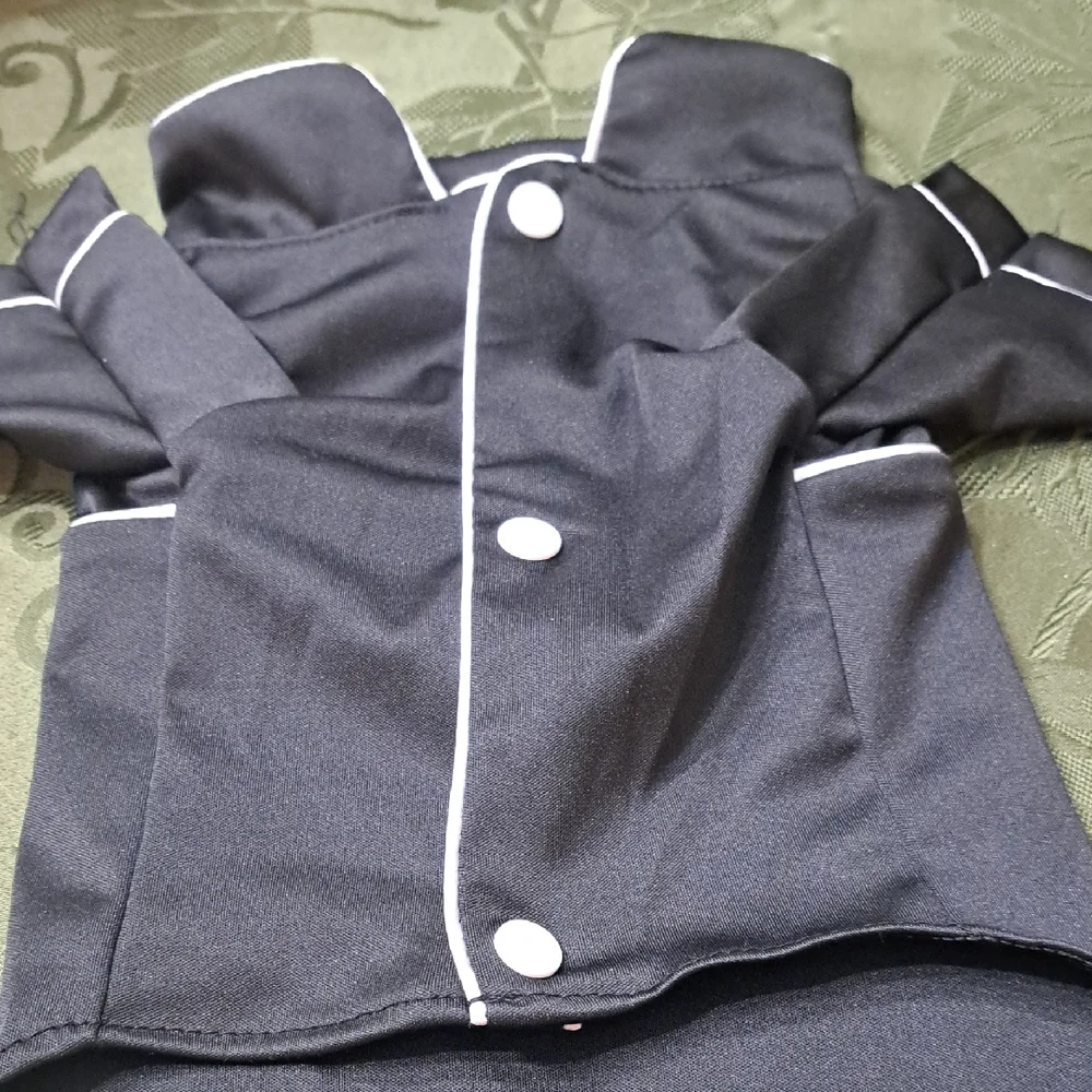 Nwt Dog Black Satiny Pajama Top with White Trim